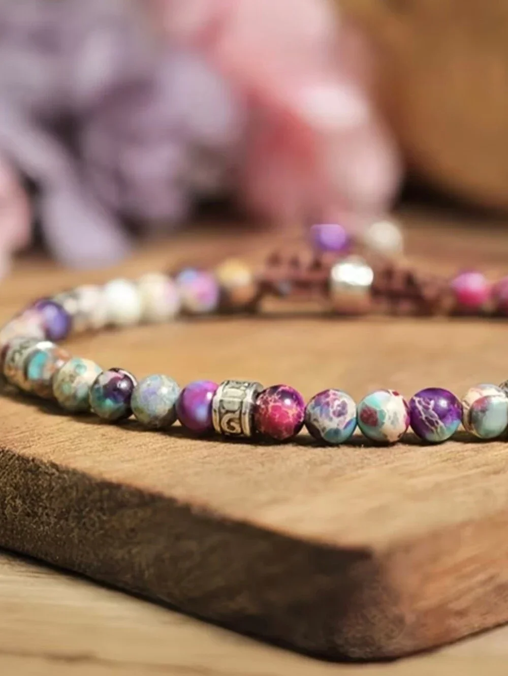 💜💜NEW💜💜 PRETTY!! Natural Galaxy Sea Sediment Stone Adjustable Bracelet